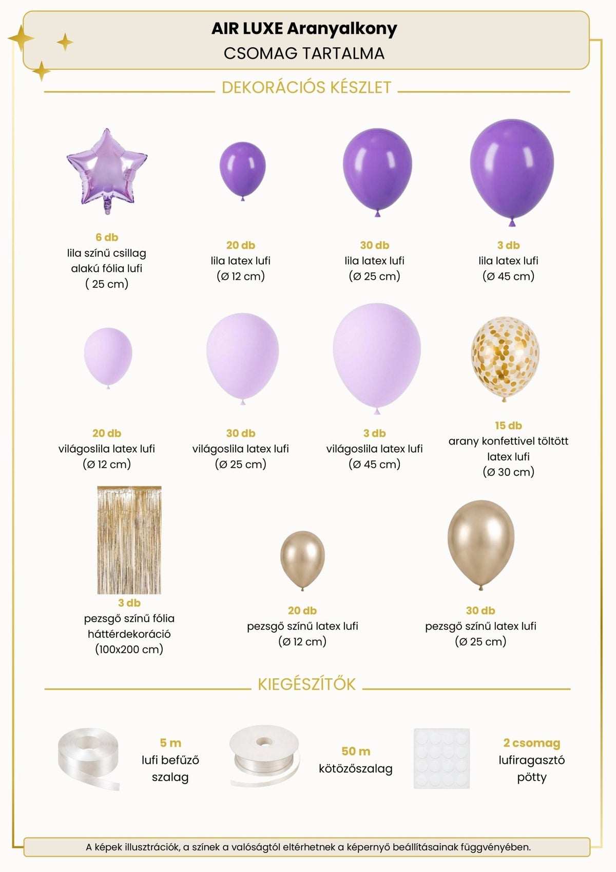 ARANYALKONY - Lufi Dekorációs Szett party dekorációs szett - Celebrate.Lab