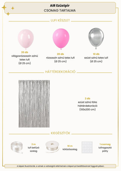 EZÜSTPÍR - Lufi Dekorációs Szett party dekorációs szett - Celebrate.Lab